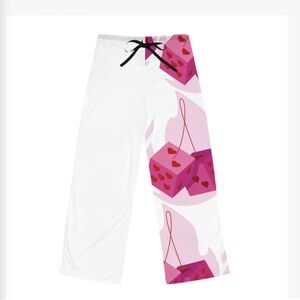 Valentines hearts, pajama pants, women, size large